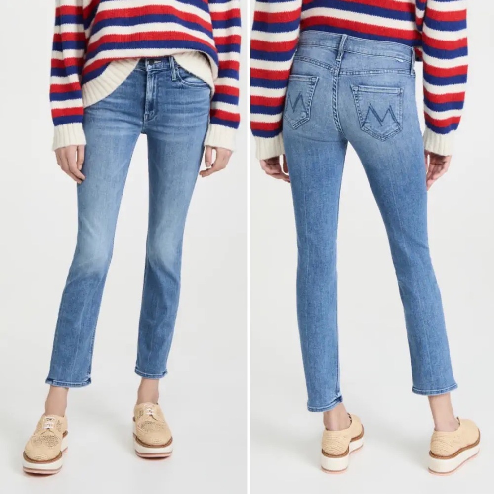 Mother Denim the Mid Rise Dazzler Straight Ankle in We the Animals Wash Size 28